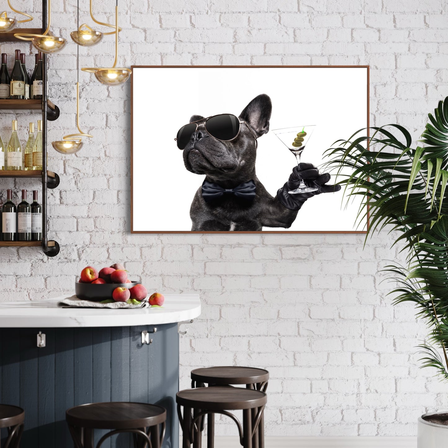 French Bulldog with Martini