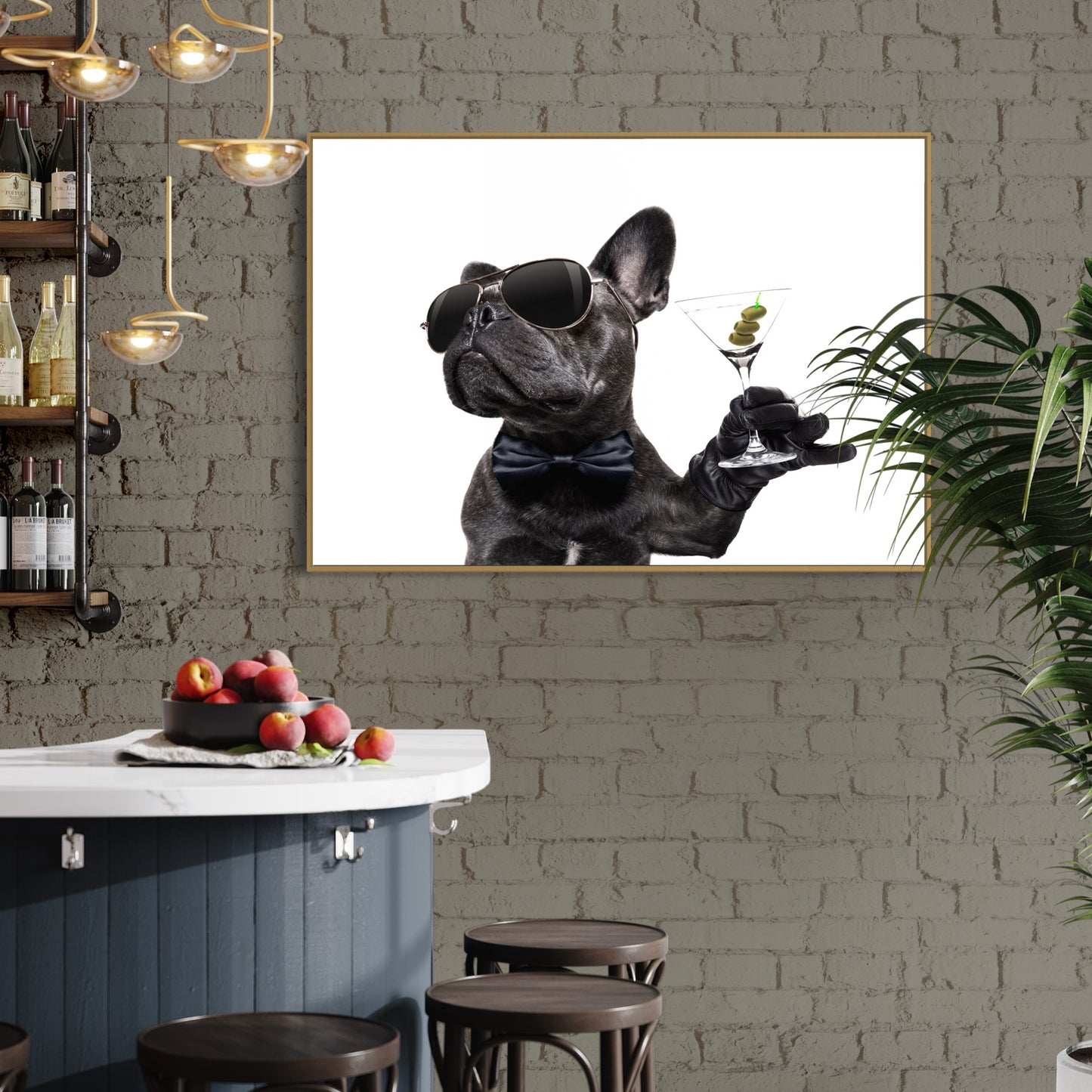 French Bulldog with Martini