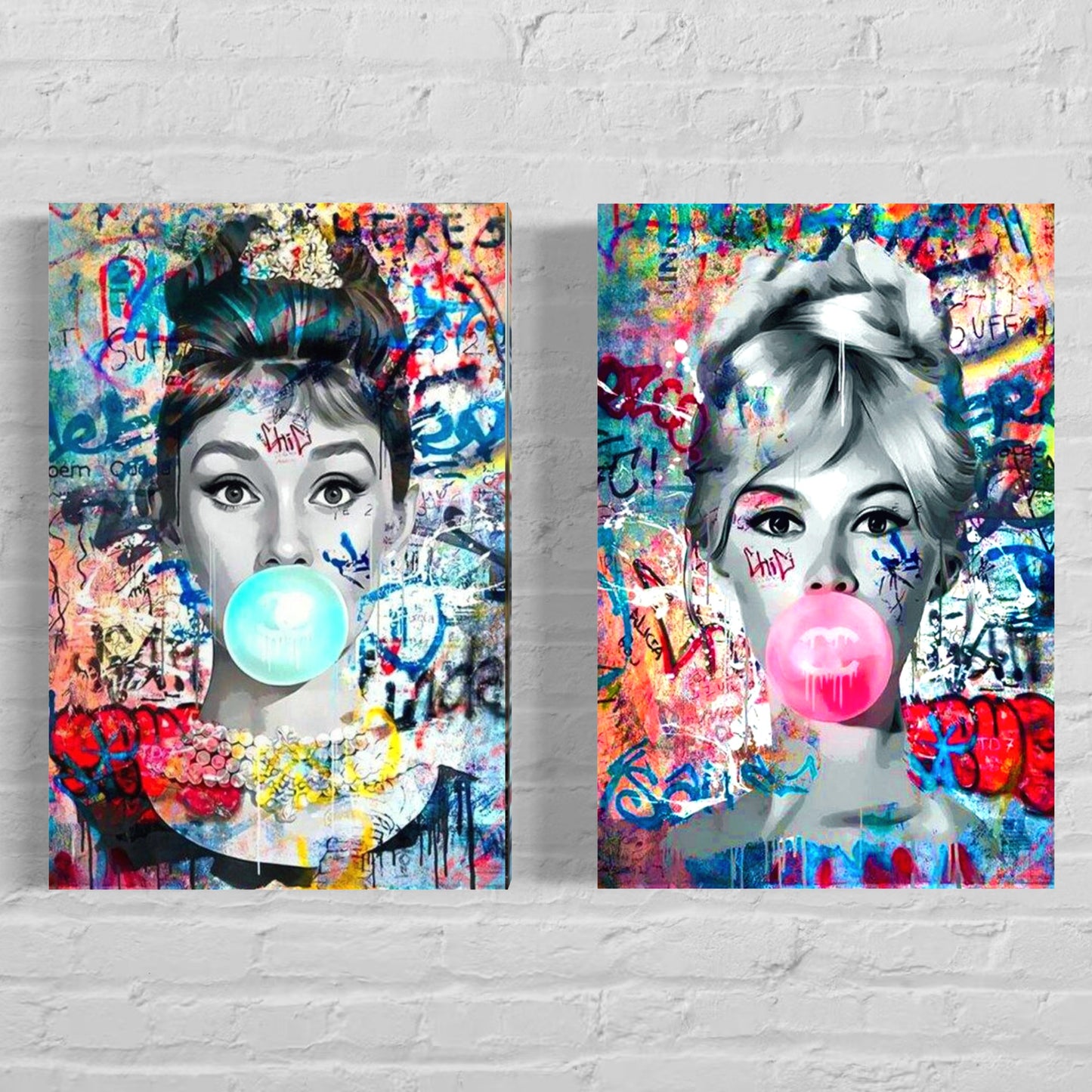 Brigitte Bardot & Audrey Hepburn Set of 2 Bubble Gum