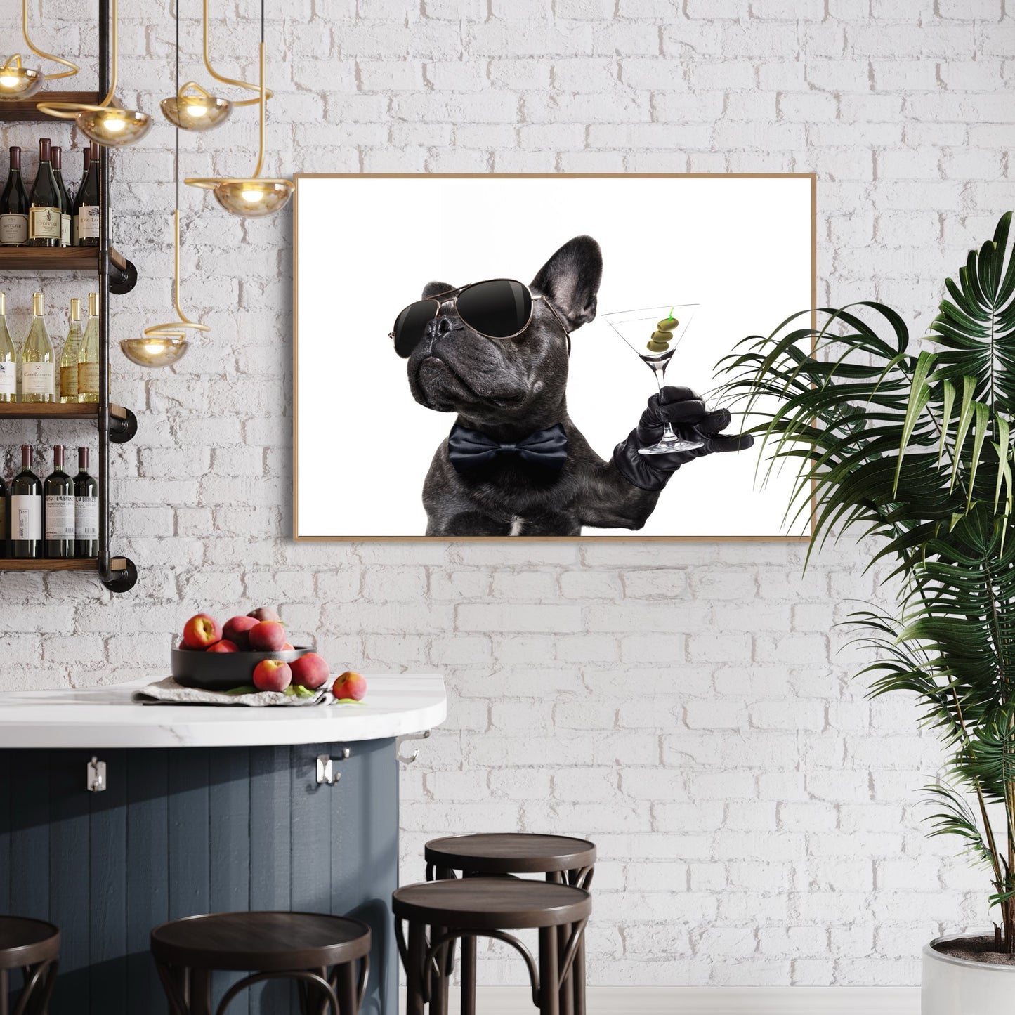 French Bulldog with Martini