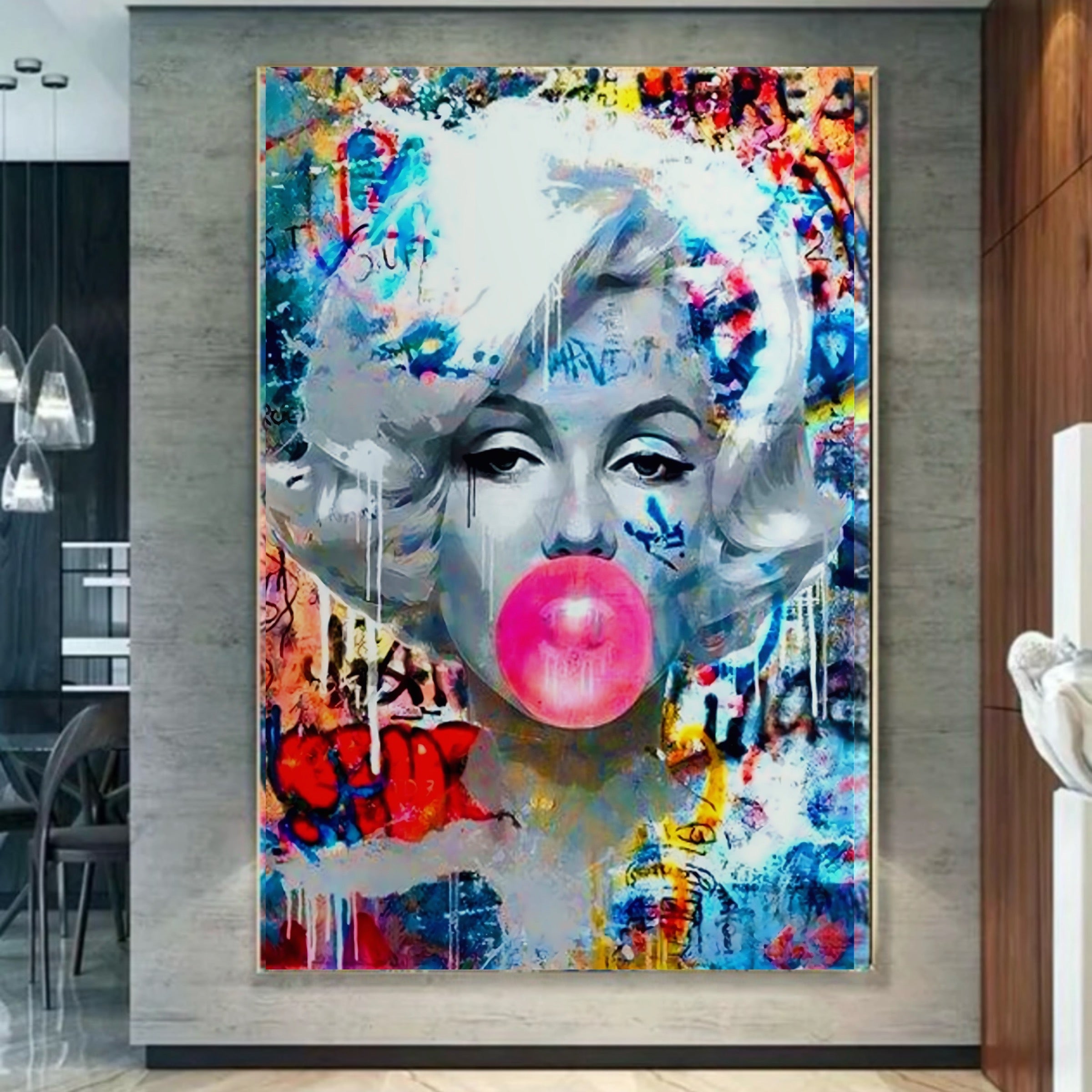 Marilyn Monroe selling Wall Canvas, Matte Canvas, Black Frame - International News Marilyn Bubblegum