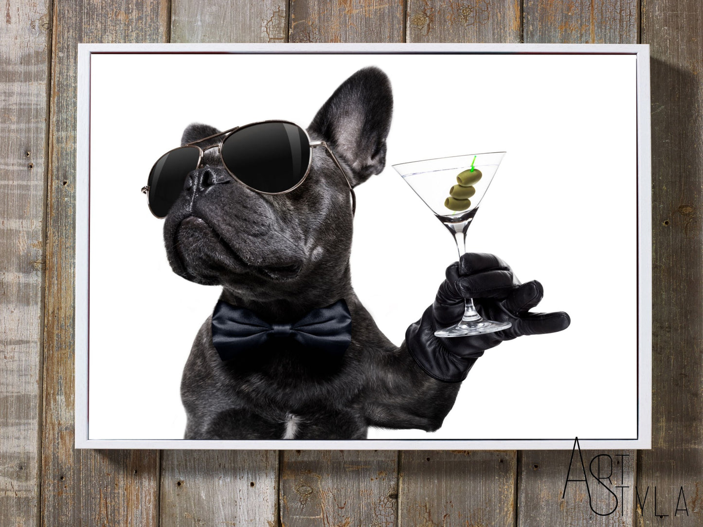 French Bulldog with Martini