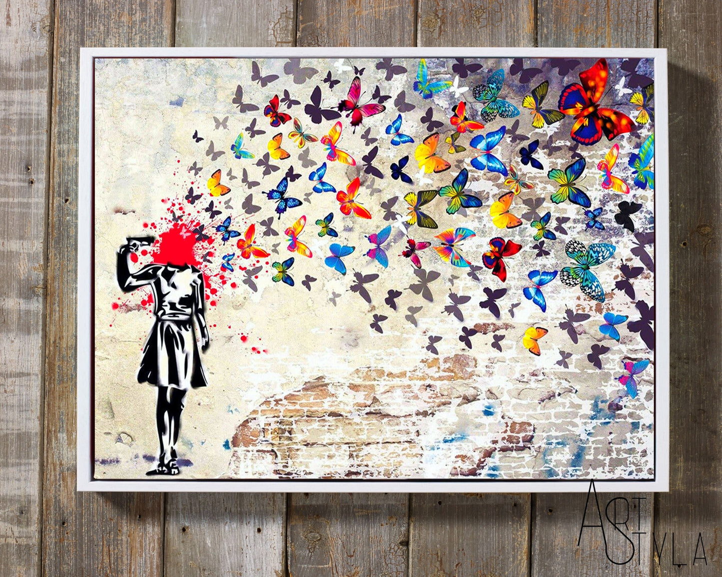 Banksy Butterfly Headshot Girl