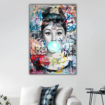 Audrey Hepburn Blue Bubble Gum