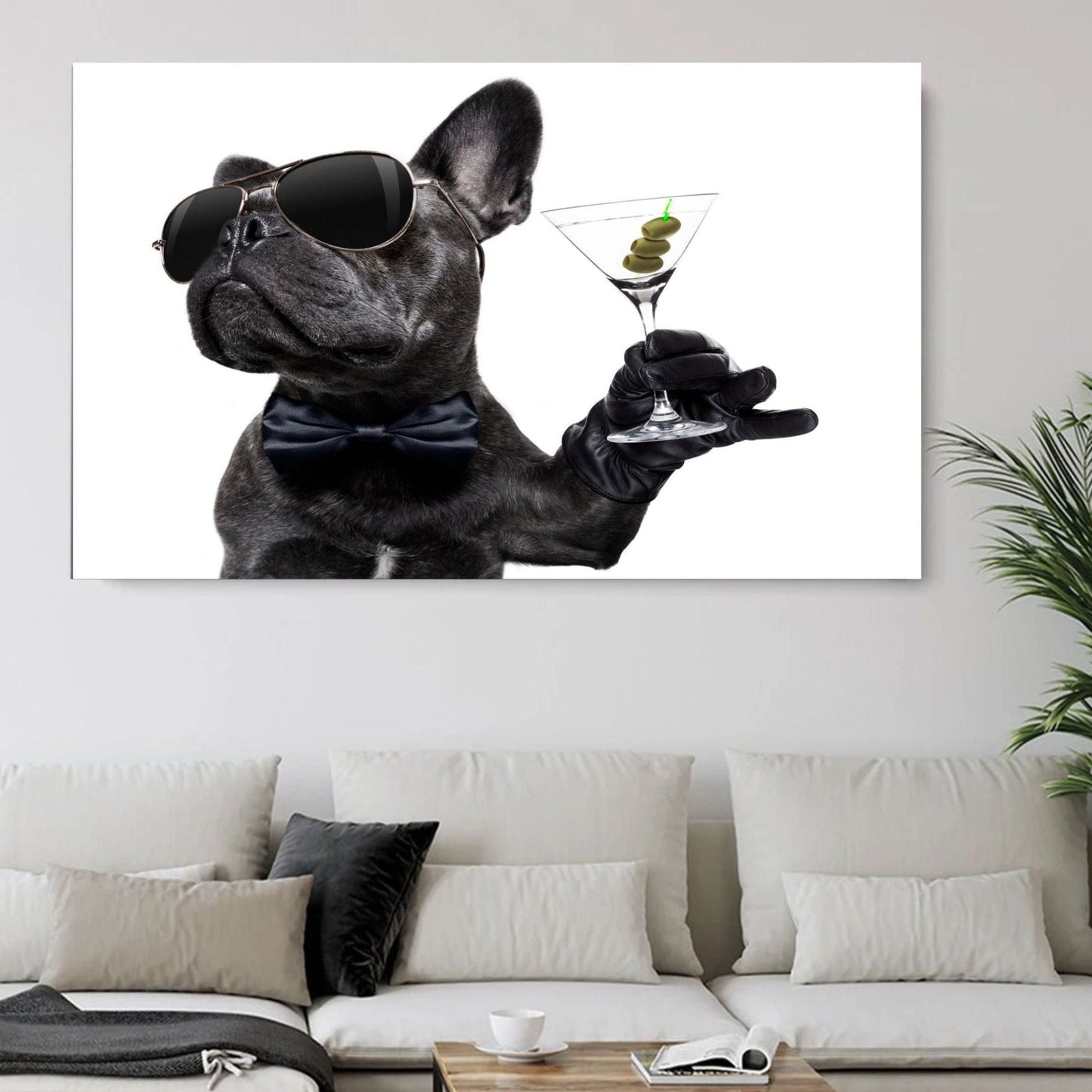 French Bulldog with Martini