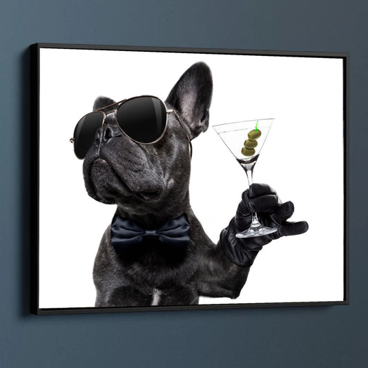 French Bulldog with Martini