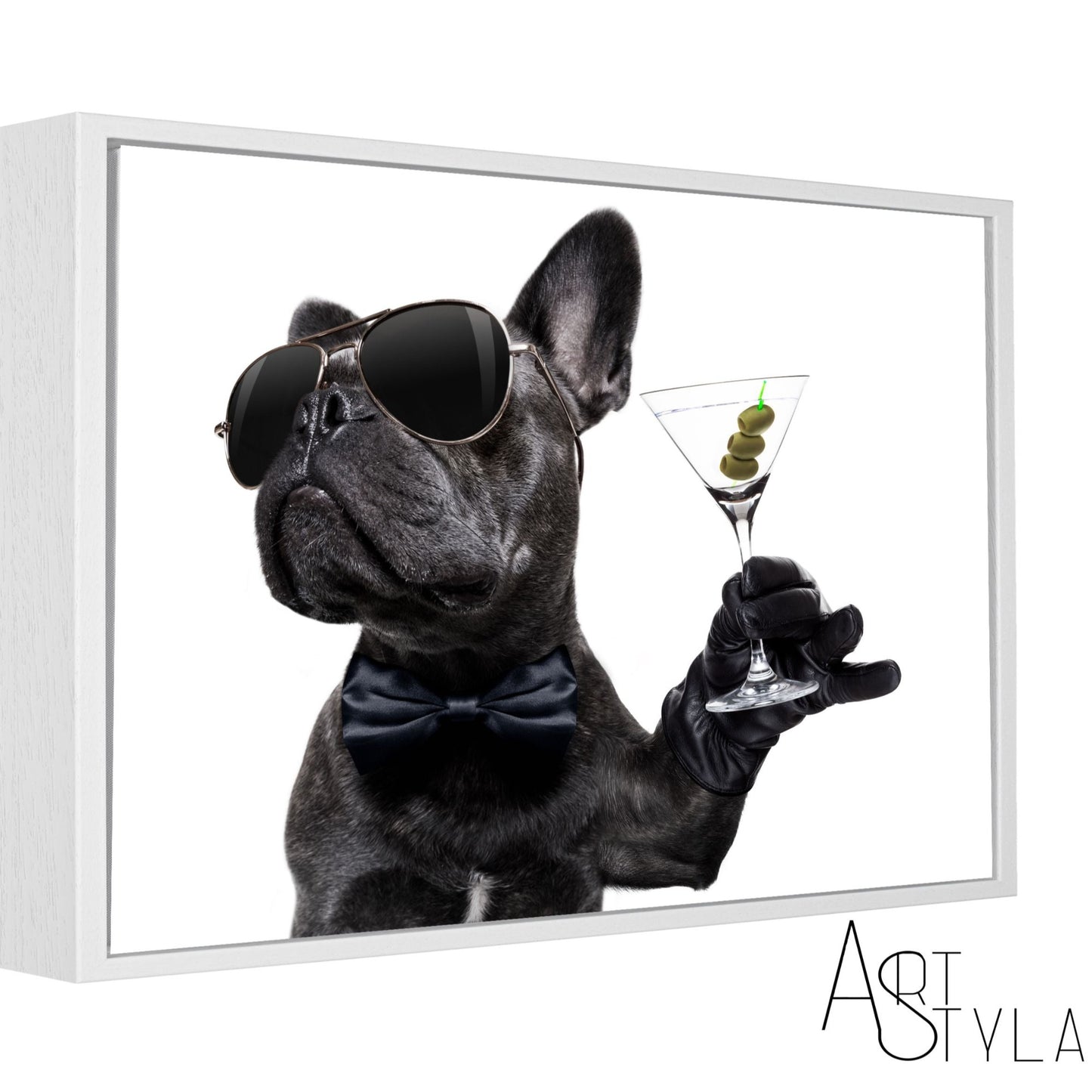 French Bulldog with Martini