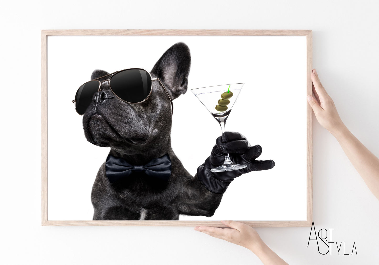 French Bulldog with Martini